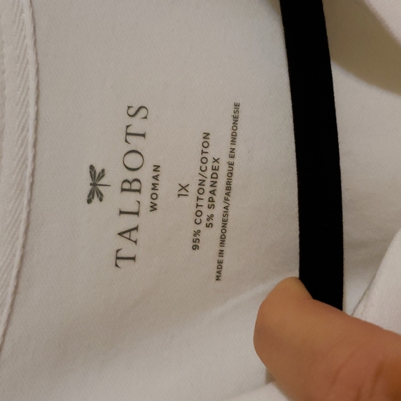 Talbots white polo, black trim on collar. NWT 1X - Picture 2 of 3